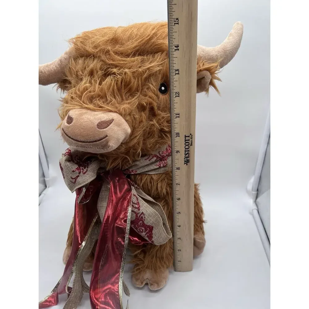 Multipet Highland Cow Plush Stuffed Dog Toy Squeaky Soft Plush 15”